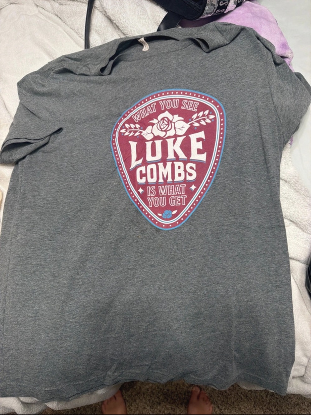 Tee with Maroon and Light Blue Luke Combs Graphic
